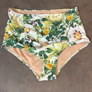 Kortni Jeane Whimsical Floral High Waist Swim Bottoms Maternity Ruched 2XL